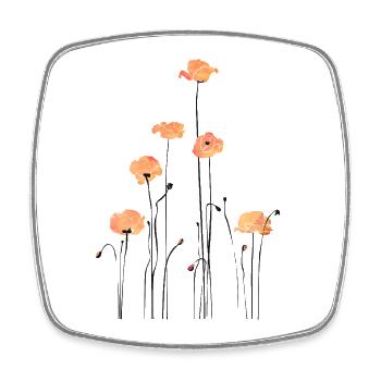 Illustration de coquelicots à l’aquarelle - Magnet carré - blanc - Devant