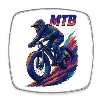 MTB Mountain Biking Fatbike Cruising Gift - Square fridge magnet - white - Front