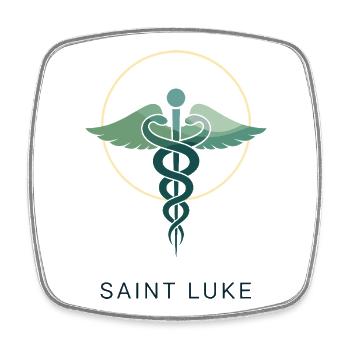 Saint Luke: Medizinische Hilfe - Viereckiger Kühlschrankmagnet - Weiß - Vorne