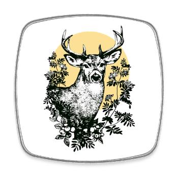 Cerf - Magnet carré - blanc - Devant