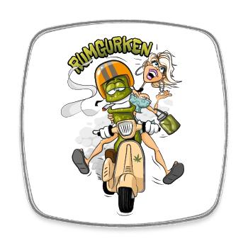 Rumgurken - Viereckiger Kühlschrankmagnet - Weiß - Vorne