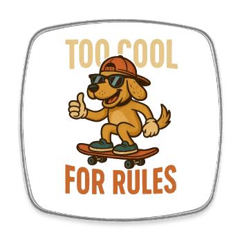 Hund auf dem Skateboard - Viereckiger Kühlschrankmagnet - Weiß - Vorne