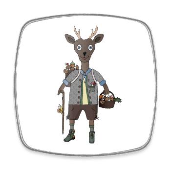 Forest magic with deer and mushroom - Square fridge magnet - white - Front