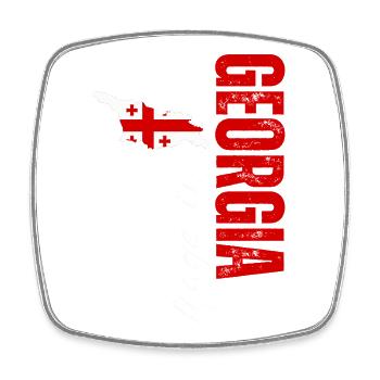 Made in Georgia, vertical design - Square fridge magnet - white - Front