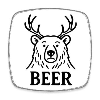 Der Bier-Hirsch-Bär - Viereckiger Kühlschrankmagnet - Weiß - Vorne