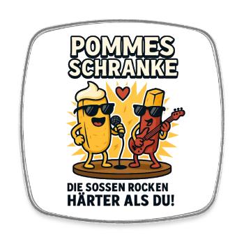 Frites, armoires, sauces, rock plus fort que vous - Magnet carré - blanc - Devant