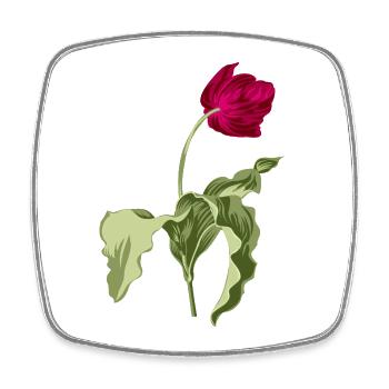 Elegante Tulpe-Illustration - Viereckiger Kühlschrankmagnet - Weiß - Vorne