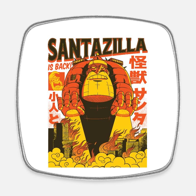 Riesiger Weihnachtsmann im Retro-Kaiju-Modus - Viereckiger Kühlschrankmagnet - Weiß