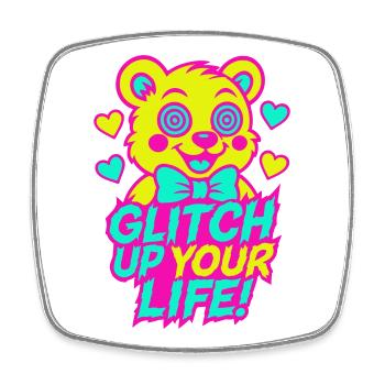 Glitch Up your Life! Motif 2 - Magnet carré - blanc - Devant