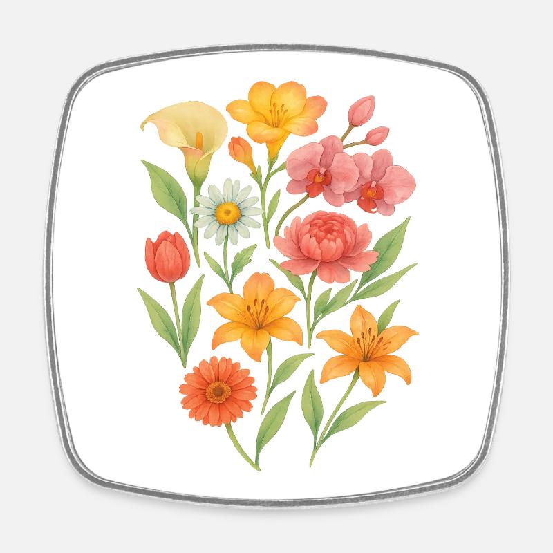 Composition florale pastel élégante - Magnet carré - blanc