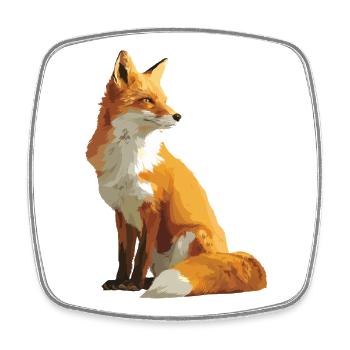 Fascinating silhouette of a proud fox - Square fridge magnet - white - Front