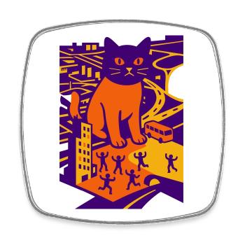 Giant Cat in the City - Square fridge magnet - white - Front
