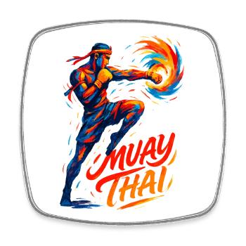 Muay Thai Boxing Kickboxing Boxer Gift - Square fridge magnet - white - Front