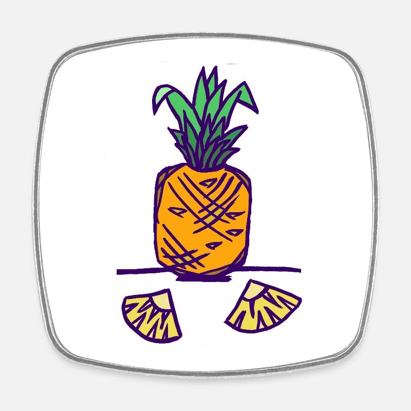 Pineapple with slices - Square fridge magnet - white