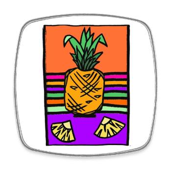 Pineapple Neon Illustration - Square fridge magnet - white - Front