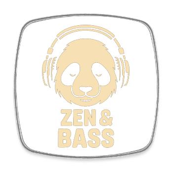 Panda with headphones - Square fridge magnet - white - Front
