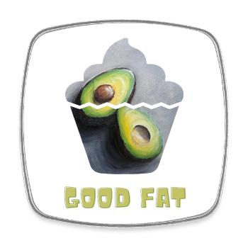 Avocado Print with Whimsical Cupcake Motif - Square fridge magnet - white - Front