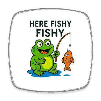 Friendly Fish Monkey and Frog - Square fridge magnet - white - Front
