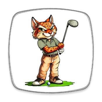 Luchse Golf / Golfspieler Luchs - Viereckiger Kühlschrankmagnet - Weiß - Vorne