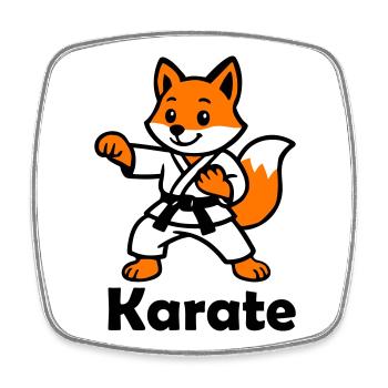 Karaté Renard - Magnet carré - blanc - Devant