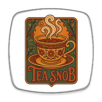 Panneau décoratif vintage Tea Snob - Magnet carré - blanc - Devant