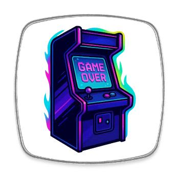 Neon Arcade Game Over Illustration - Square fridge magnet - white - Front