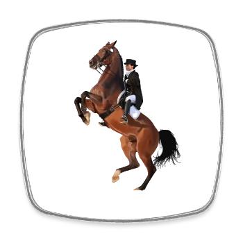 Cavalier élégant sur cheval cabré - Magnet carré - blanc - Devant