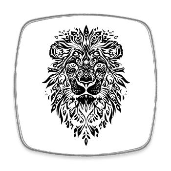 Lion Mandala Face - Square fridge magnet - white - Front