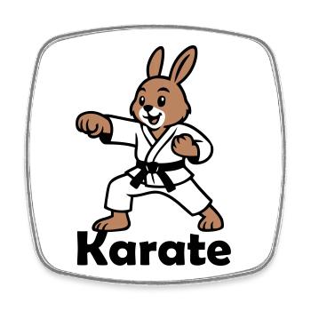 Karate Hase - Viereckiger Kühlschrankmagnet - Weiß - Vorne