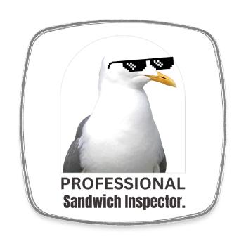 Humorous Seagull with Sunglasses T-Shirt - Square fridge magnet - white - Front