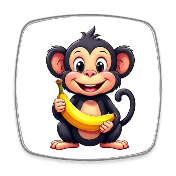 singe banane chimpanzé drôle mignon illustration - Magnet carré - blanc - Devant