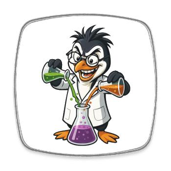 Verrückt Professor Pinguin Chemie Nerd Experiment - Viereckiger Kühlschrankmagnet - Weiß - Vorne