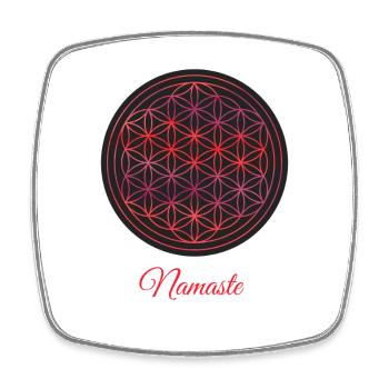 Namaste – Red & Black Flower of Life - Square fridge magnet - white - Front