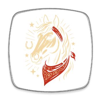 Western Horse with Bandana Stars Country Art - Square fridge magnet - white - Front