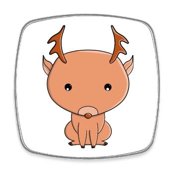 Cute Reindeer Cartoon Illustration - Square fridge magnet - white - Front