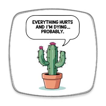 Sarcastic Cactus - Square fridge magnet - white - Front