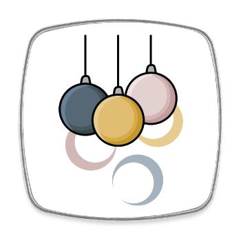 Modern Christmas baubles - Square fridge magnet - white - Front