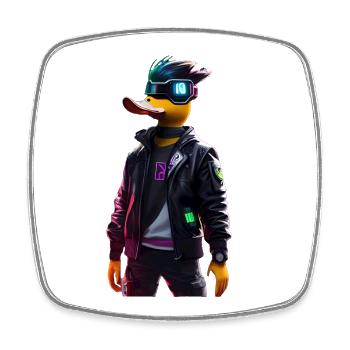 Cyber Pato Duck Digital Design - Square fridge magnet - white - Front