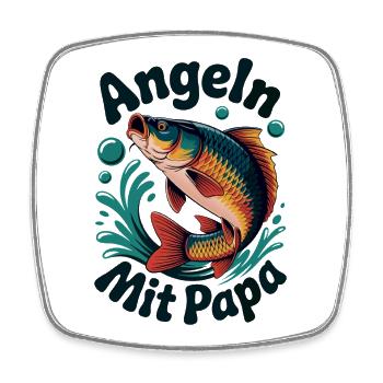 Angelnn mit Papa Fischillustration mit Spruch - Viereckiger Kühlschrankmagnet - Weiß - Vorne