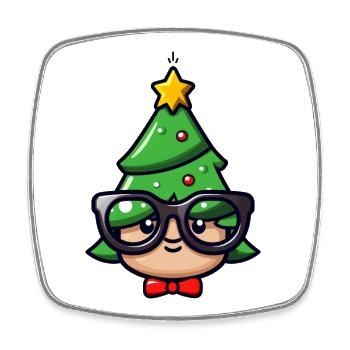 Personnage de Noël geek festif - Magnet carré - blanc - Devant