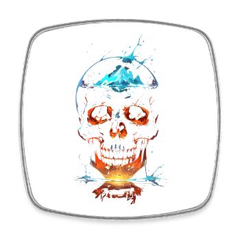 Crâne de Feu et Glace Éclatant - Square fridge magnet - white - Front