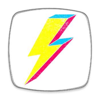 Neon Blitz Lightning Design 70s 80s - Viereckiger Kühlschrankmagnet - Weiß - Vorne