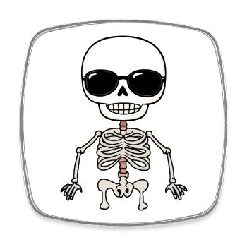 Skeleton with sunglasses and style - Square fridge magnet - white - Front