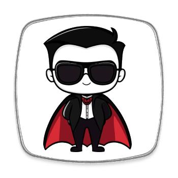 Conception de dessin animé de héros vampirique - Magnet carré - blanc - Devant
