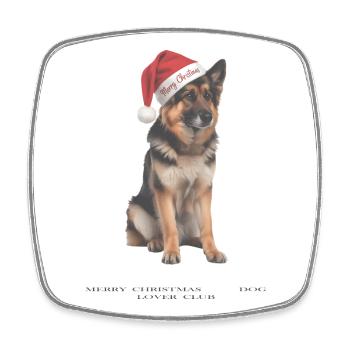 Bonnet de Noël berger allemand - Magnet carré - blanc - Devant