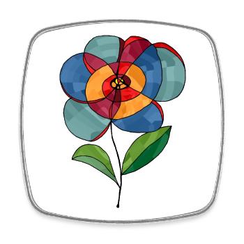 Fleur - Magnet carré - blanc - Devant