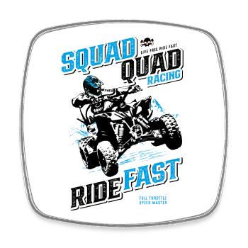 Vitesse de course en quad - Magnet carré - blanc - Devant