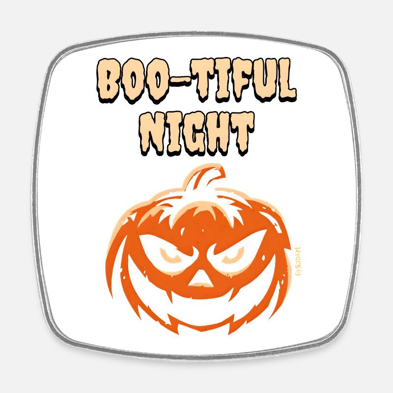 Halloween – Citrouille Boo-tiful Night - Magnet carré - blanc