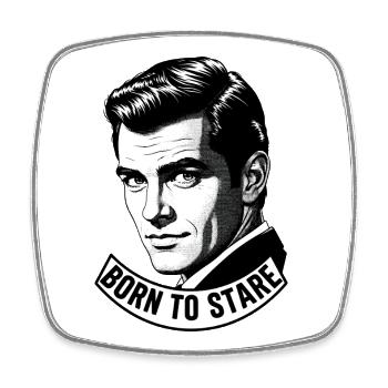 Born To Stare Funny Retro Comic Man - Square fridge magnet - white - Front