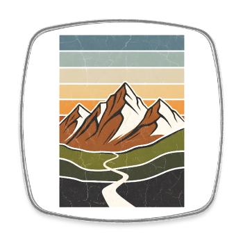 Mountain Landscape Retro Vintage for Nature Lovers - Square fridge magnet - white - Front